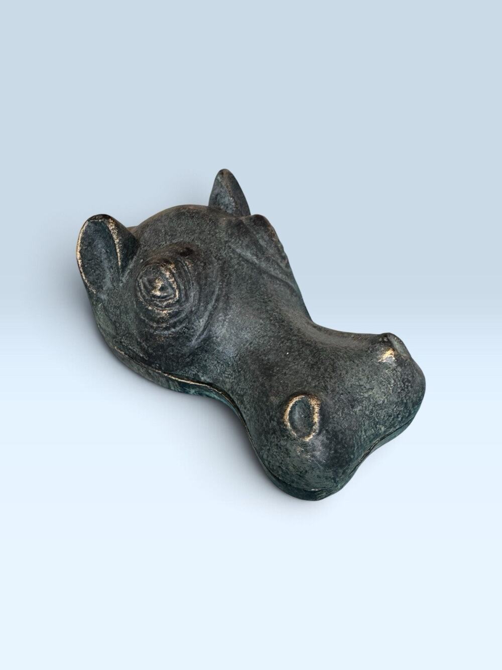 SPI San Pacific Int'l Brass Hippo Lidded Open Mouth Dish Bronze Patina
